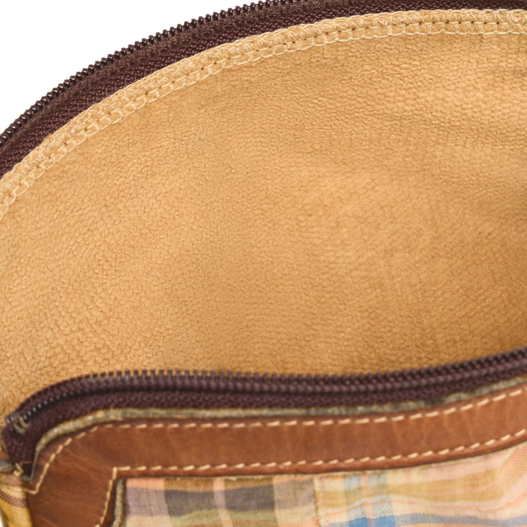 Vintage 1980s Washed Madras Plaid Shoulder Bag