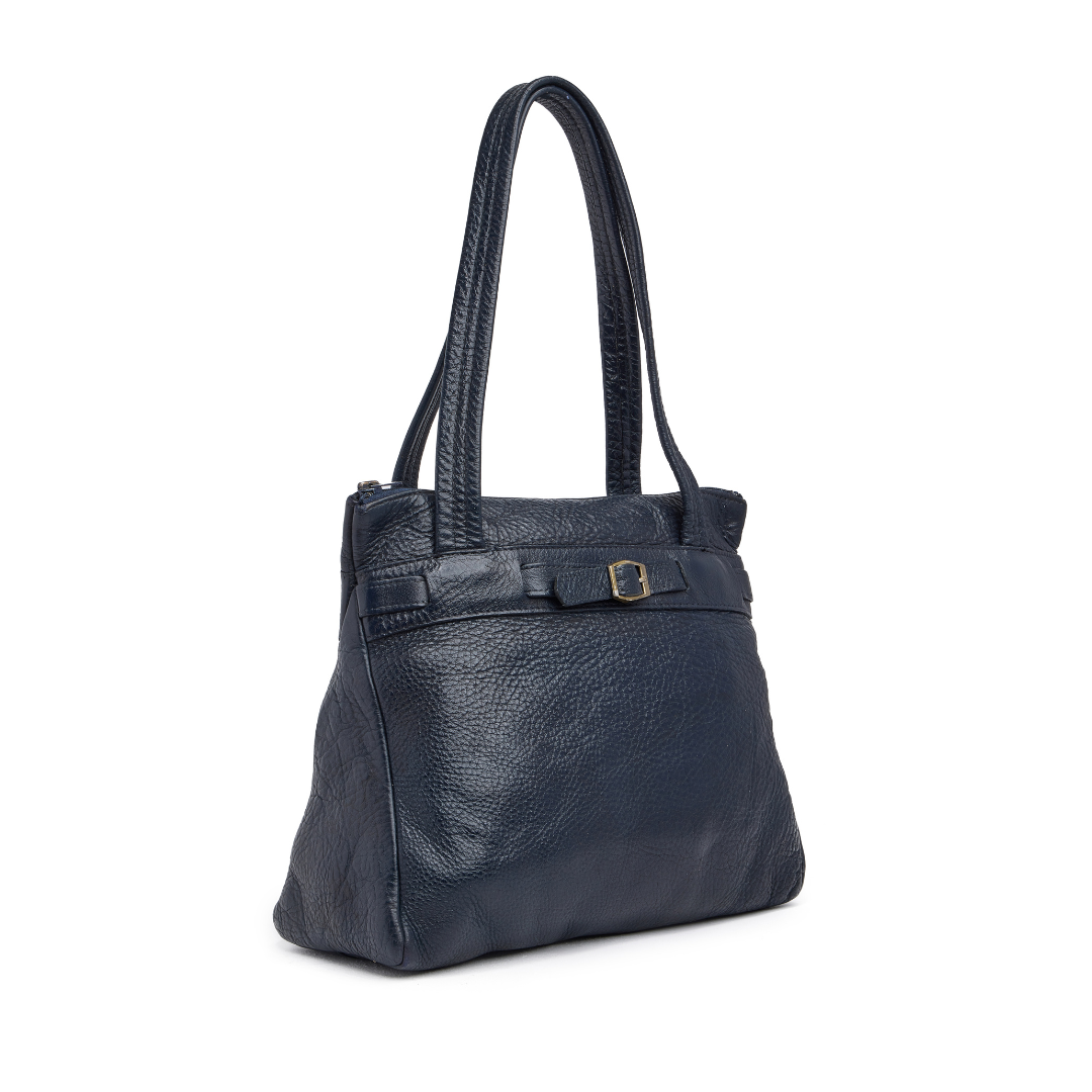 Vintage 1960s Navy Leather Belt Bag