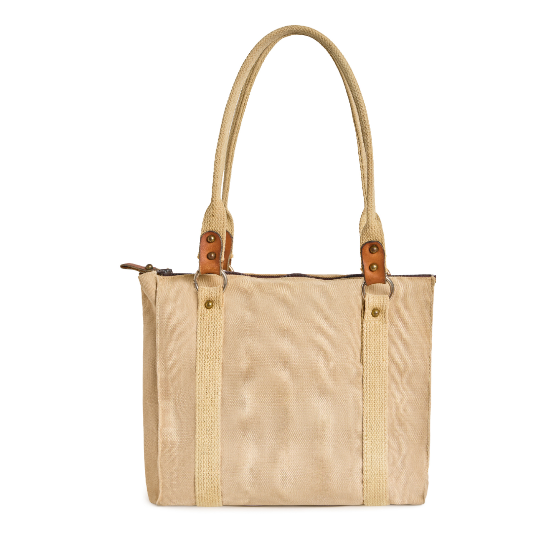 Vintage 1980s Khaki Cotton Canvas Tote