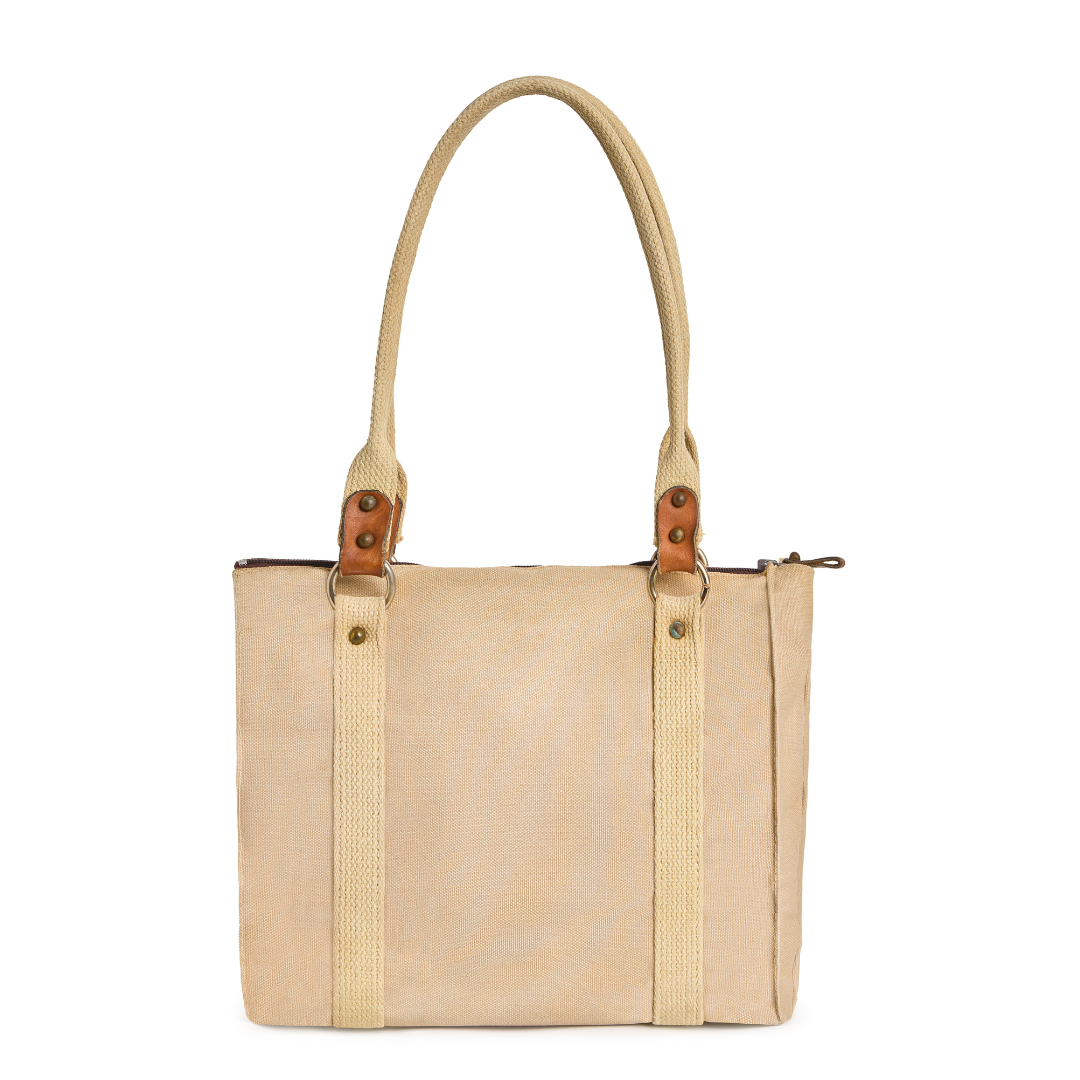 Vintage 1980s Khaki Cotton Canvas Tote