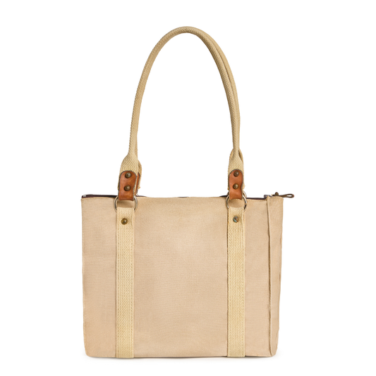 Vintage 1980s Khaki Cotton Canvas Tote
