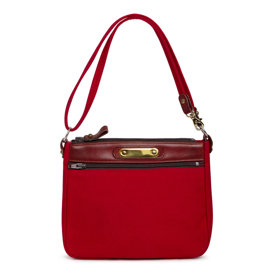 Vintage 1970s Red Cotton Canvas Crossbody Bag