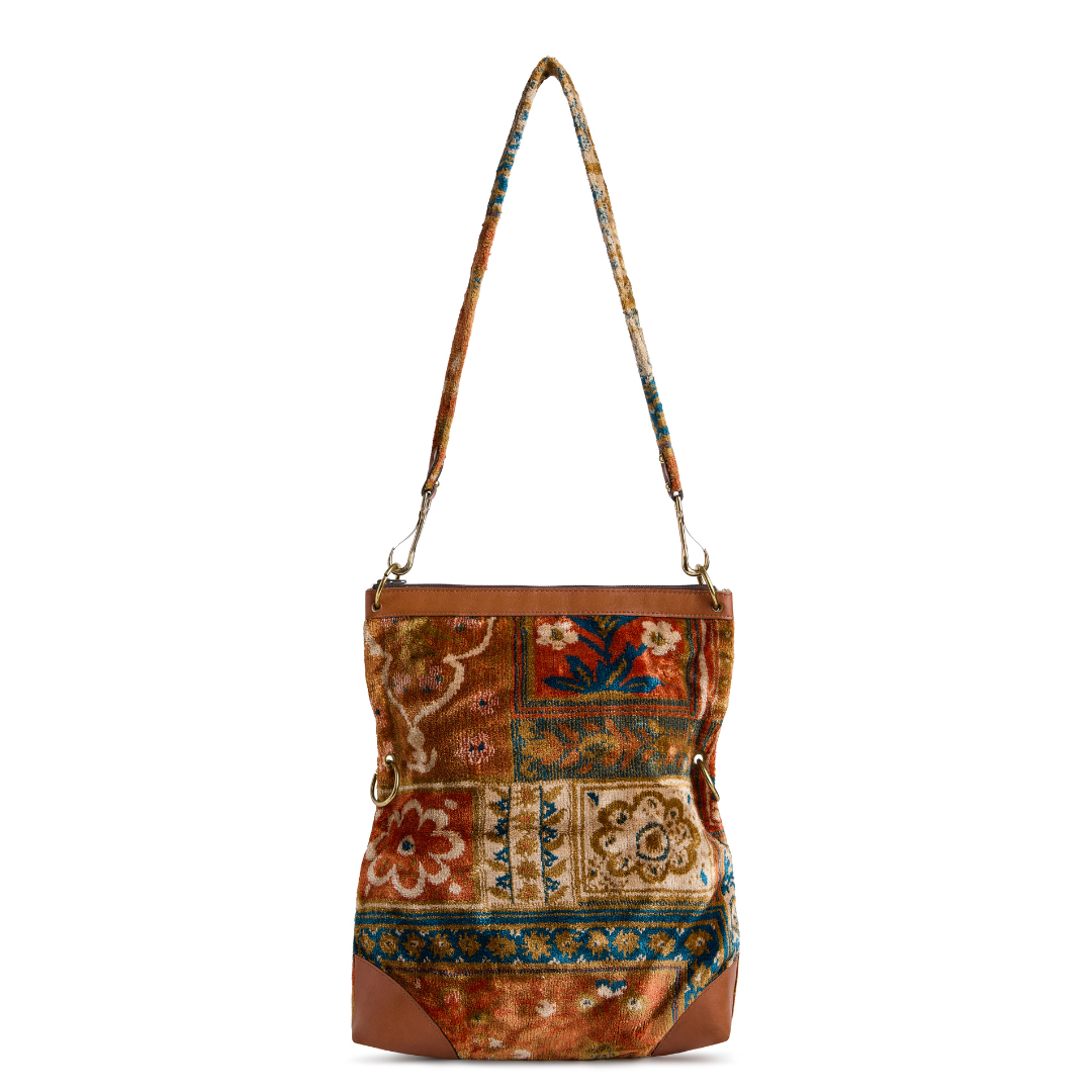 Vintage 1960s Velvet Tapestry Carpet Bag