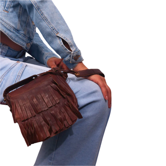 Vintage 1960s Leather Fringe Shoulder Bag