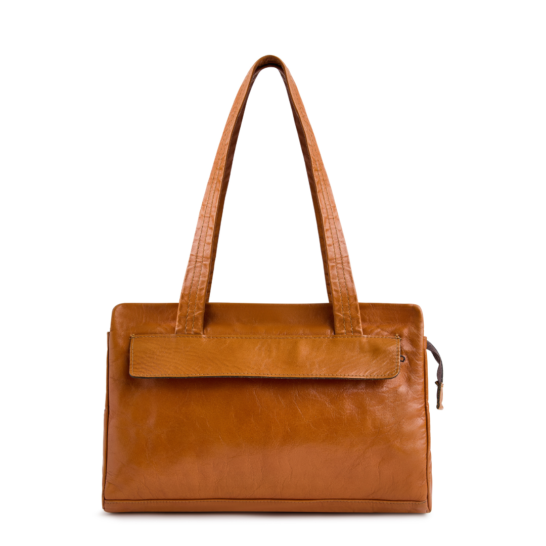 Vintage 1970s Leather Triple Compartment Bag