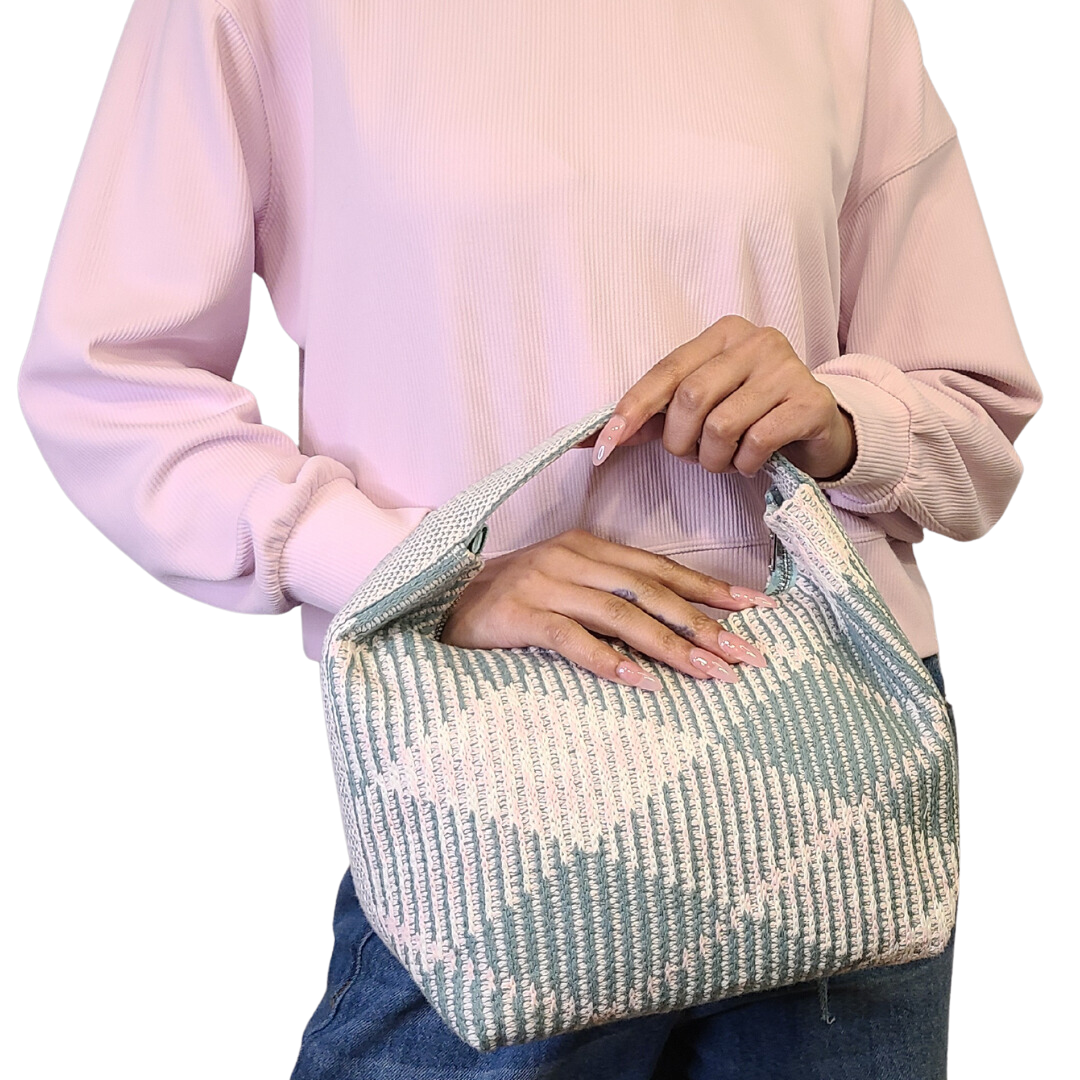 Grafton Plaid Sweater Knit Bag - Pink + Sage