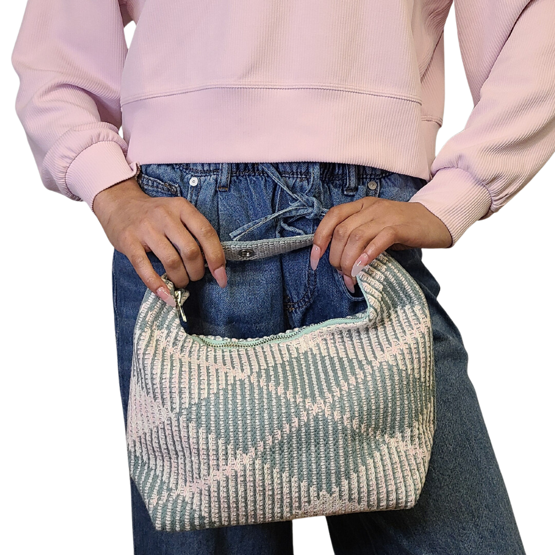 Grafton Plaid Sweater Knit Bag - Pink + Sage