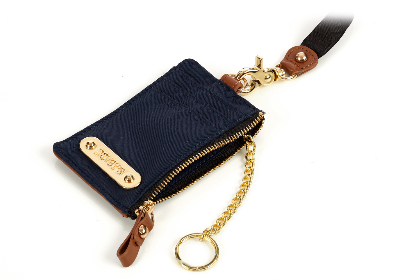 Lanyard Card Case - Navy/White Gingham